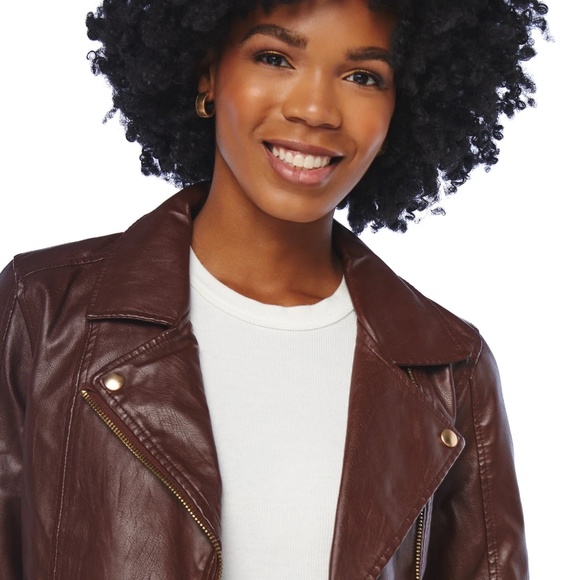 NWT Dex Plus Faux Leather Moto Jacket in Brick - Picture 3 of 16